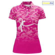 Load image into Gallery viewer, Breast Cancer Awareness golf shirts custom Women golf polos shirts, pink camo ribbon golf shirts NQS10191