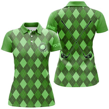 Load image into Gallery viewer, Green argyle Womens golf polo shirts custom name golf outfit women, personalized golf gifts NQS8133