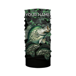 Crappie fishing black green camo personalized custom name sun protection long sleeve fishing shirts NQS3837