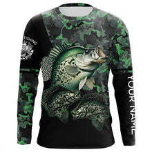 Load image into Gallery viewer, Crappie fishing black green camo personalized custom name sun protection long sleeve fishing shirts NQS3837