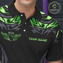 Load image into Gallery viewer, Personalized Black And Green tribal pattern Bowling Shirts For Men, angel wings Bowling Team jerseys NQS10759