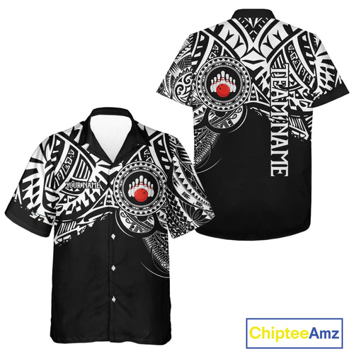 Personalized Black and White Tribal pattern Hawaiian bowling shirt Custom Team Bowling outfits NQS10761