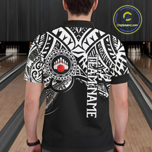 Load image into Gallery viewer, Personalized Black and White Tribal pattern Mens Bowling Shirts Custom Team Bowling outfit for men NQS10761