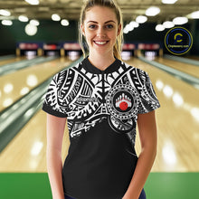 Load image into Gallery viewer, Personalized Black and White Tribal pattern Women Bowling Shirt Custom Team Bowling outfit for ladies NQS10761