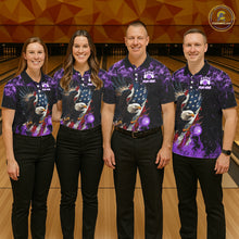 Load image into Gallery viewer, Purple Flame American Flag Eagle bowling shirts for Women Custom Bowling Team Jersey, gift for Bowler NQS11557
