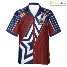 Load image into Gallery viewer, Red, White and Blue American Flag Flame Bowling Hawaiian shirt Custom patriotic Team Bowling Jersey NQS11558