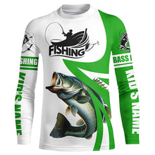 Load image into Gallery viewer, Largemouth bass fishing Custom Name sun protection long sleeve fishing shirts for men, women | Green NQS4816