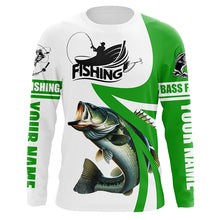 Load image into Gallery viewer, Largemouth bass fishing Custom Name sun protection long sleeve fishing shirts for men, women | Green NQS4816