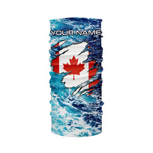 Load image into Gallery viewer, Blue sea wave ocean camo Canadian flag patriot shirt Custom sun protection fishing long sleeve shirts NQS5580