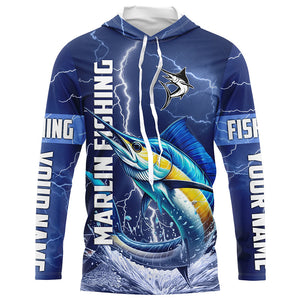 Marlin Fishing blue lightning jerseys custom performance Long Sleeve tournament fishing shirts NQS8151