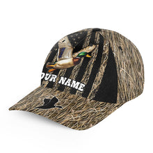 Load image into Gallery viewer, Duck hunting waterfowl camo American flag Custom hunting hat Unisex duck hunting Baseball hat NQS6734