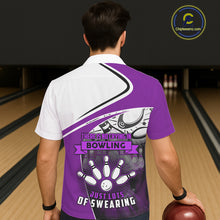 Load image into Gallery viewer, Funny Bowling Hawaiian Shirt custom name There is no crying in bowling just lots of swearing | Purple NQS11351