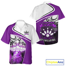 Load image into Gallery viewer, Funny Bowling Hawaiian Shirt custom name There is no crying in bowling just lots of swearing | Purple NQS11351