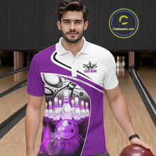 Load image into Gallery viewer, Funny Bowling Shirts For Men custom name There is no crying in bowling just lots of swearing | Purple NQS11351