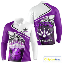 Load image into Gallery viewer, Funny Bowling Shirts For Men custom name There is no crying in bowling just lots of swearing | Purple NQS11351