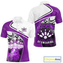 Load image into Gallery viewer, Funny Bowling Shirts For Men custom name There is no crying in bowling just lots of swearing | Purple NQS11351