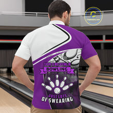 Load image into Gallery viewer, Funny Bowling Shirts For Men custom name There is no crying in bowling just lots of swearing | Purple NQS11351