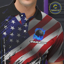 Load image into Gallery viewer, Personalized American Flag Bowling Team Shirts For Men, Black and Blue Patriotic Bowling Gifts NQS11357