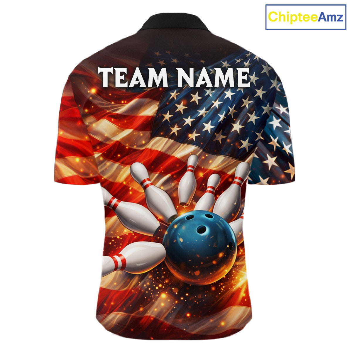 American Flag Bowling Ball and pins Bowling Shirts for Men Custom Patriotic Bowling Team jerseys NQS11698