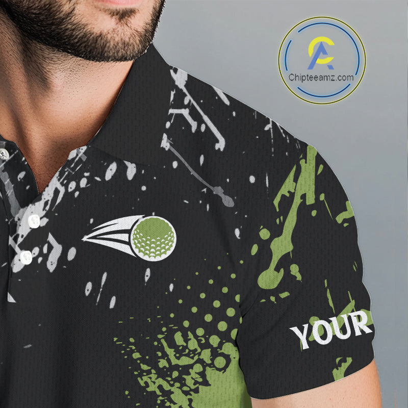 Black and Green Camo Golf Polo shirt for Men Custom golf team uniform golf outfit NQS9797