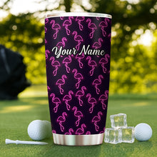 Load image into Gallery viewer, 1PC neon pink flamingos pattern Custom Name Tumbler Cup, flamingos Golfing Gifts NQS9917