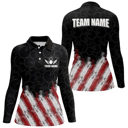 Red, white and black Camo Custom Bowling Polo, 1/4 Quarter zip shirts Team Bowling league jerseys NQS8161