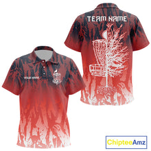 Load image into Gallery viewer, Disc golf basket red camo Kid disc golf polo shirt custom disc golf jerseys team shirts for Kid NQS10347