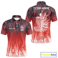 Load image into Gallery viewer, Disc golf basket red camo Men disc golf polo shirts custom disc golf jerseys team shirts for men NQS10347