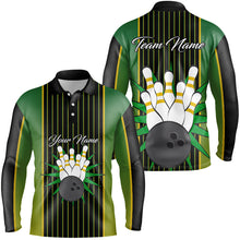 Load image into Gallery viewer, Black and Green Yellow Retro stripe Bowling Shirts For Men Custom vintage Bowling Team Bowler Jerseys NQS8590