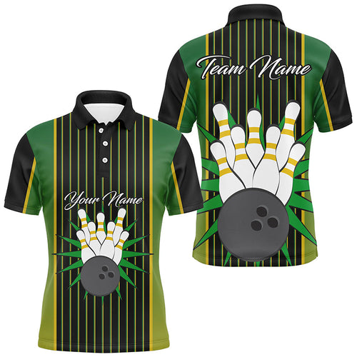 Black and Green Yellow Retro stripe Bowling Shirts For Men Custom vintage Bowling Team Bowler Jerseys NQS8590