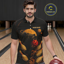 Load image into Gallery viewer, Custom Black Bear Bowling Men Polo, Quarter Zip Shirts Bear Bowling Team Jerseys NQS10781
