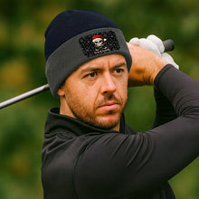 Load image into Gallery viewer, Funny Christmas Skull Golf Knit Beanie Hat, Custom Rectangle Patch Golf Beanie Hat, Xmas Golf Gifts NQS10783
