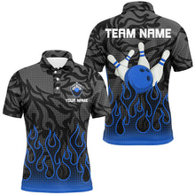 Load image into Gallery viewer, Blue Flame Fire Mens bowling shirts black camo Bowling Jerseys Personalized Bowling Team Shirts NQS9063