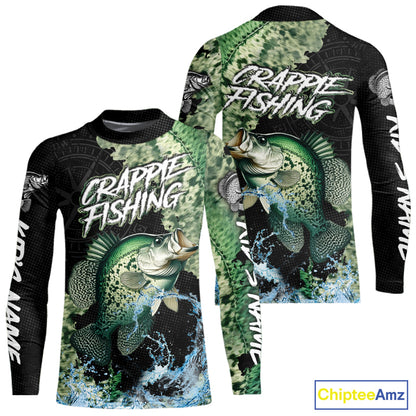 Personalized Crappie Fishing green scales compass fishing shirts Custom tournament fishing jerseys NQS11154