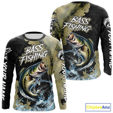 Load image into Gallery viewer, Personalized Largemouth Bass Fishing scales compass fishing shirts Custom tournament fishing jerseys NQS11155