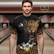 Load image into Gallery viewer, Custom Leopard Bowling Polo, Quarter Zip Jerseys for Men, Personalized Leopard Bowling Team shirts NQS11570