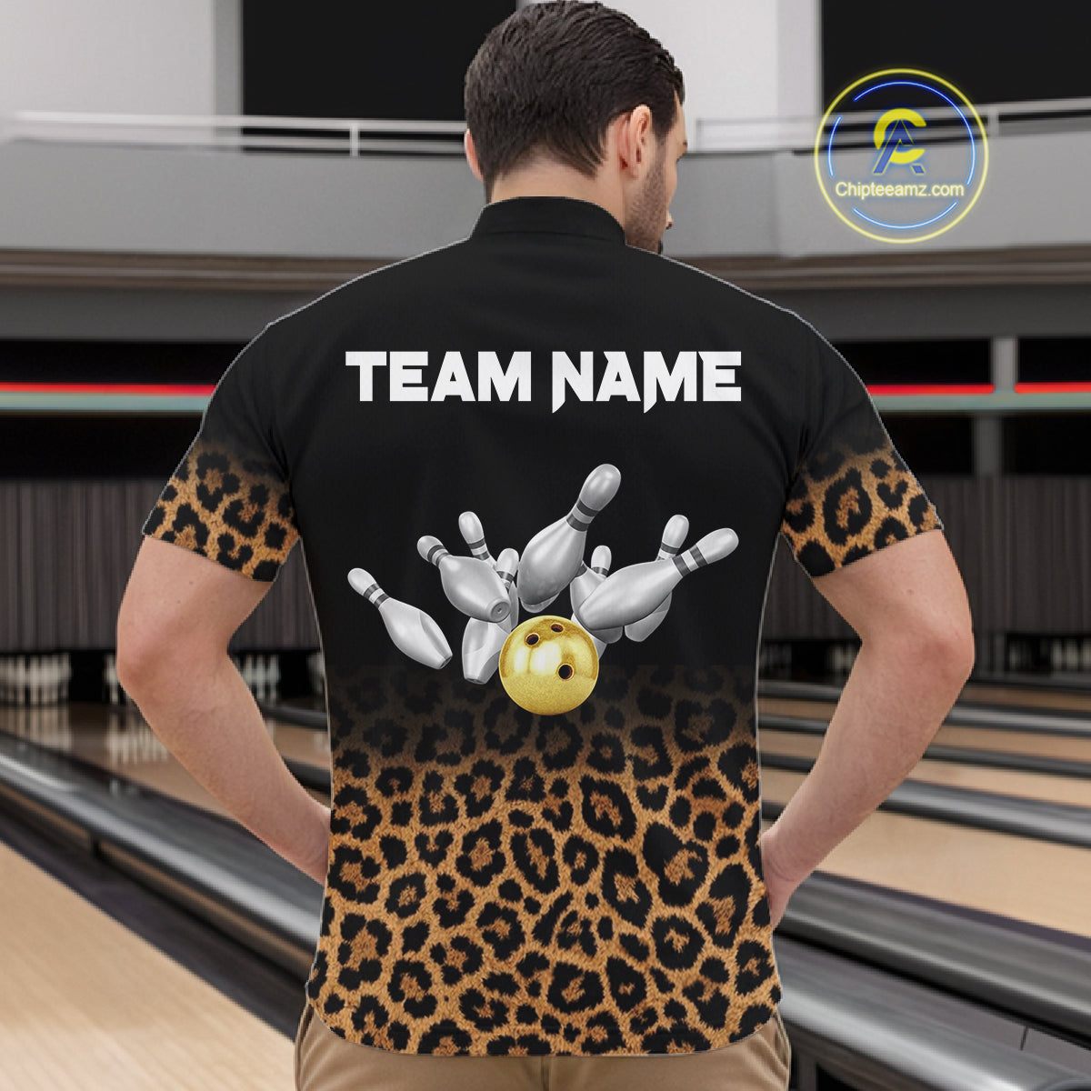Custom Leopard Bowling Polo, Quarter Zip Jerseys for Men, Personalized Leopard Bowling Team shirts NQS11570