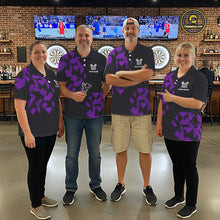 Load image into Gallery viewer, Personalized Black and Purple Dart Board 3D Printed Men Dart Shirts Custom Cool Dart Jerseys For Team NQS11568