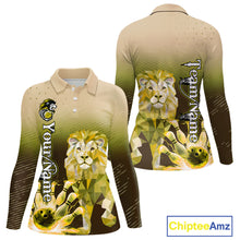 Load image into Gallery viewer, Yellow Lightning Lion Bowling Polo, Quarter Zip Shirts for Women Custom Lion Bowling Team jerseys NQS11569