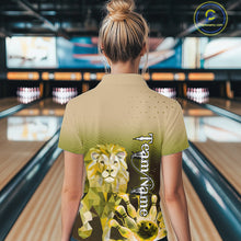 Load image into Gallery viewer, Yellow Lightning Lion Bowling Polo, Quarter Zip Shirts for Women Custom Lion Bowling Team jerseys NQS11569