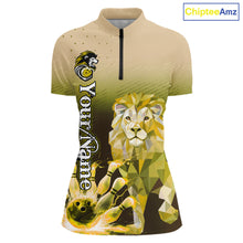 Load image into Gallery viewer, Yellow Lightning Lion Bowling Polo, Quarter Zip Shirts for Women Custom Lion Bowling Team jerseys NQS11569