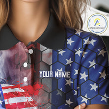 Load image into Gallery viewer, Smoke Golf ball American Flag pattern Women Golf Polo Shirts Custom Patriotic Golf attire for ladies NQS9801