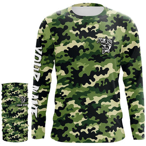 Bass fishing green camouflage Custom bass fishing Shirts jerseys - personalized camo fishing apparel NQS7568