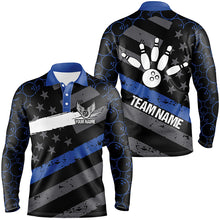 Load image into Gallery viewer, Black American flag Men bowling shirts Custom bowling camo Team Jerseys, gift for Bowlers | Blue NQS7575
