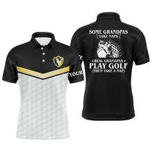 Load image into Gallery viewer, Black and white Mens golf polo shirt custom funny some grandpas take naps real grandpas play golf NQS5606