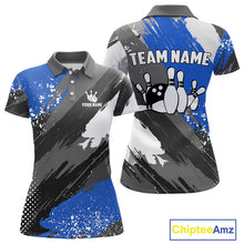Load image into Gallery viewer, Blue Grunge pattern Bowling Team Shirt For Women Custom Bowling jersey Uniform Bowler Outfits NQS10041