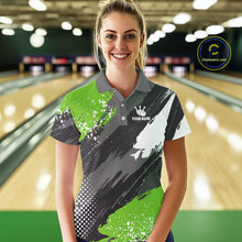 Load image into Gallery viewer, Green Grunge pattern Bowling Team Shirt For Women Custom Bowling jersey Uniform Bowler Outfits NQS10042