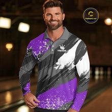 Load image into Gallery viewer, Purple Grunge pattern Bowling Team Shirt For Men Custom Bowling jersey Uniform Bowler Outfits NQS10043
