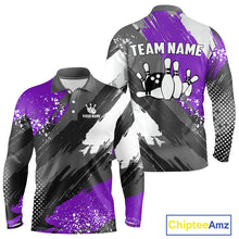 Load image into Gallery viewer, Purple Grunge pattern Bowling Team Shirt For Men Custom Bowling jersey Uniform Bowler Outfits NQS10043
