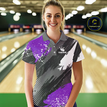 Load image into Gallery viewer, Purple Grunge pattern Bowling Team Shirt For Women Custom Bowling jersey Uniform Bowler Outfits NQS10043